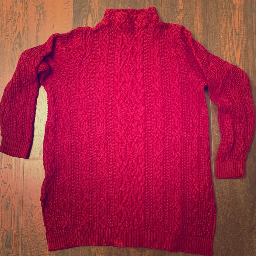 Cozy Cable Knit Jeanne Pierre Sweater Maroon XL